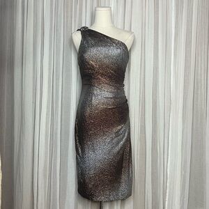 Maggy London Metallic One Shoulder Dress